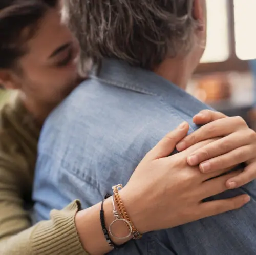 a loving hug at home